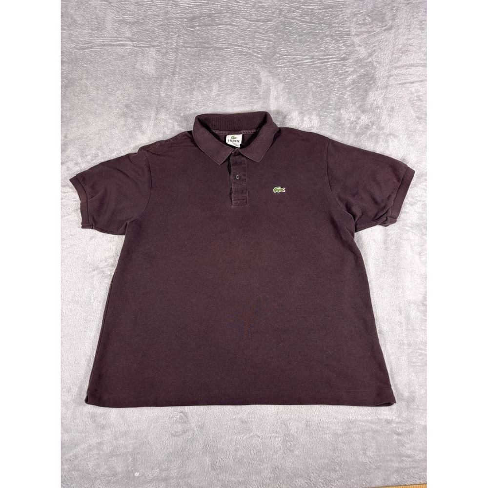 Lacoste Polo L.12.12 Mens Size 6 Brown Classic Fit Short Sleeve Embroidered